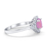 Halo Vintage Engagement Ring Round Simulated Cubic Zirconia 925 Sterling Silver