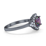 Halo Vintage Engagement Ring Round Simulated Cubic Zirconia 925 Sterling Silver