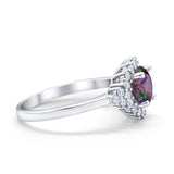 Halo Vintage Engagement Ring Round Simulated Cubic Zirconia 925 Sterling Silver