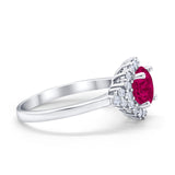 Halo Vintage Engagement Ring Round Simulated Cubic Zirconia 925 Sterling Silver