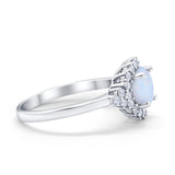 Halo Vintage Engagement Ring Round Simulated Cubic Zirconia 925 Sterling Silver