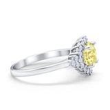 Halo Vintage Engagement Ring Round Simulated Cubic Zirconia 925 Sterling Silver