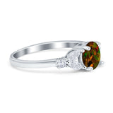 Art Deco Engagement Ring Round Simulated Cubic Zirconia 925 Sterling Silver