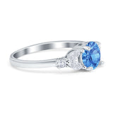 Art Deco Engagement Ring Round Simulated Cubic Zirconia 925 Sterling Silver