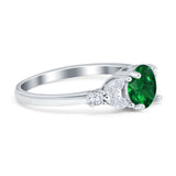Art Deco Engagement Ring Round Simulated Cubic Zirconia 925 Sterling Silver