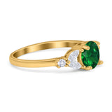 Art Deco Engagement Ring Round Simulated Cubic Zirconia 925 Sterling Silver