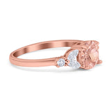 Art Deco Engagement Ring Round Simulated Cubic Zirconia 925 Sterling Silver