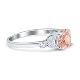 Art Deco Engagement Ring Round Simulated Cubic Zirconia 925 Sterling Silver