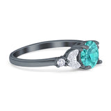 Art Deco Engagement Ring Round Simulated Cubic Zirconia 925 Sterling Silver