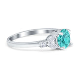 Art Deco Engagement Ring Round Simulated Cubic Zirconia 925 Sterling Silver