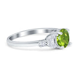 Art Deco Engagement Ring Round Simulated Cubic Zirconia 925 Sterling Silver