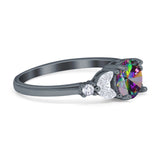 Art Deco Engagement Ring Round Simulated Cubic Zirconia 925 Sterling Silver