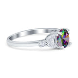 Art Deco Engagement Ring Round Simulated Cubic Zirconia 925 Sterling Silver