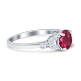 Art Deco Engagement Ring Round Simulated Cubic Zirconia 925 Sterling Silver