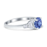 Art Deco Engagement Ring Round Simulated Cubic Zirconia 925 Sterling Silver