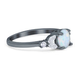 Art Deco Engagement Ring Round Simulated Cubic Zirconia 925 Sterling Silver