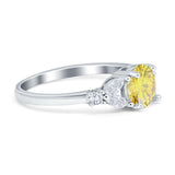 Art Deco Engagement Ring Round Simulated Cubic Zirconia 925 Sterling Silver
