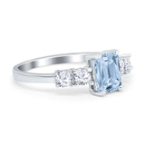Emerald Cut Wedding Engagement Ring Simulated Cubic Zirconia 925 Sterling Silver