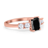 Emerald Cut Wedding Engagement Ring Simulated Cubic Zirconia 925 Sterling Silver