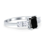 Emerald Cut Wedding Engagement Ring Simulated Cubic Zirconia 925 Sterling Silver
