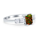 Emerald Cut Wedding Engagement Ring Simulated Cubic Zirconia 925 Sterling Silver