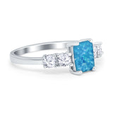 Emerald Cut Wedding Engagement Ring Simulated Cubic Zirconia 925 Sterling Silver