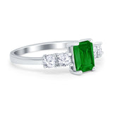 Emerald Cut Wedding Engagement Ring Simulated Cubic Zirconia 925 Sterling Silver