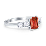 Emerald Cut Wedding Engagement Ring Simulated Cubic Zirconia 925 Sterling Silver