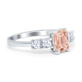 Emerald Cut Wedding Engagement Ring Simulated Cubic Zirconia 925 Sterling Silver