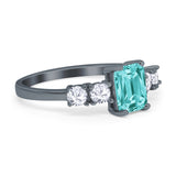 Emerald Cut Wedding Engagement Ring Simulated Cubic Zirconia 925 Sterling Silver