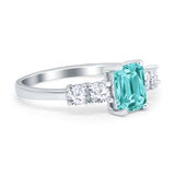 Emerald Cut Wedding Engagement Ring Simulated Cubic Zirconia 925 Sterling Silver