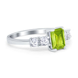 Emerald Cut Wedding Engagement Ring Simulated Cubic Zirconia 925 Sterling Silver