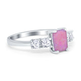 Emerald Cut Wedding Engagement Ring Simulated Cubic Zirconia 925 Sterling Silver