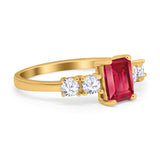 Emerald Cut Wedding Engagement Ring Simulated Cubic Zirconia 925 Sterling Silver