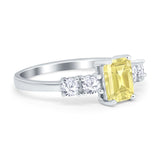 Emerald Cut Wedding Engagement Ring Simulated Cubic Zirconia 925 Sterling Silver