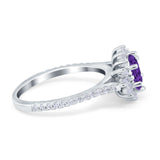 Vintage Oval Engagement Ring Simulated Cubic Zirconia 925 Sterling Silver