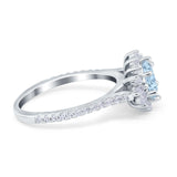 Vintage Oval Engagement Ring Simulated Cubic Zirconia 925 Sterling Silver