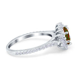 Vintage Oval Engagement Ring Simulated Cubic Zirconia 925 Sterling Silver