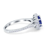Vintage Oval Engagement Ring Simulated Cubic Zirconia 925 Sterling Silver