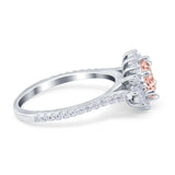 Vintage Oval Engagement Ring Simulated Cubic Zirconia 925 Sterling Silver