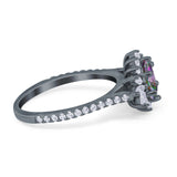 Vintage Oval Engagement Ring Simulated Cubic Zirconia 925 Sterling Silver