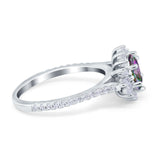 Vintage Oval Engagement Ring Simulated Cubic Zirconia 925 Sterling Silver