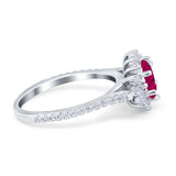 Vintage Oval Engagement Ring Simulated Cubic Zirconia 925 Sterling Silver