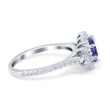 Vintage Oval Engagement Ring Simulated Cubic Zirconia 925 Sterling Silver
