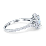 Vintage Oval Engagement Ring Simulated Cubic Zirconia 925 Sterling Silver