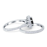 Two Piece Art Deco Marquise Simulated CZ Wedding Ring 925 Sterling Silver