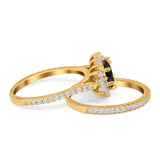 Two Piece Art Deco Marquise Simulated CZ Wedding Ring 925 Sterling Silver