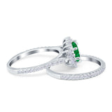 Two Piece Art Deco Marquise Simulated CZ Wedding Ring 925 Sterling Silver