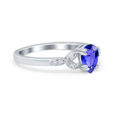 Art Deco Teardrop Bridal Ring Simulated Cubic Zirconia 925 Sterling Silver