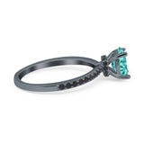 Accent Art Deco Wedding Ring Black Simulated Cubic Zirconia 925 Sterling Silver